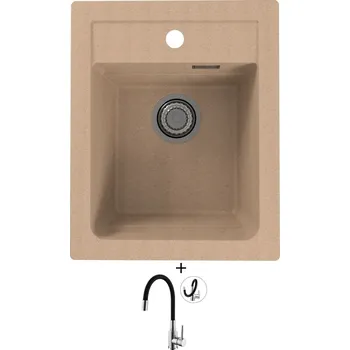 Granitový dřez Granitový dřez SET Alveus ATROX 10 beige 55 + Alveus MINTAS chrom/černá