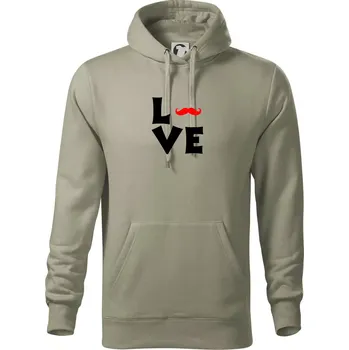 Pánská mikina Love mustache - Mikina pánská Cape s kapucí - 5XL ( Light khaki )