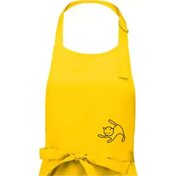 Kuchyňská zástěra Kočka si hraje - Dámská zástěra na vaření - Univerzální velikost ( Žlutá )