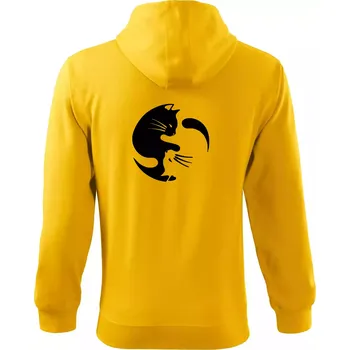 Pánská mikina Kočka - Jin jang - Mikina s kapucí na zip trendy zipper - M ( Žlutá )