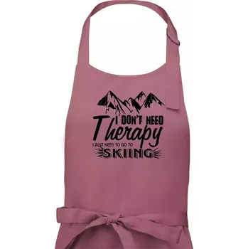 Kuchyňská zástěra I dont need therapy - Skiing - Pánská zástěra na vaření - Univerzální velikost ( Starorůžová )