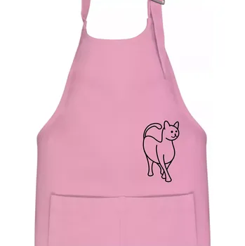 Kuchyňská zástěra Ladná kočka - Dětská zástěra na vaření - Univerzální velikost ( Růžová )