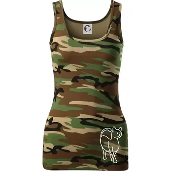 Dámské tričko Ladná kočka - Dámské Maskáčové tílko - S ( Hnědý maskáč )