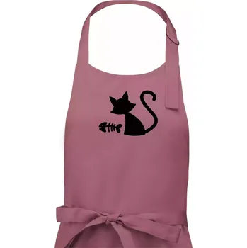 Kuchyňská zástěra Ryba vs kočka - Dámská zástěra na vaření - Univerzální velikost ( Starorůžová )
