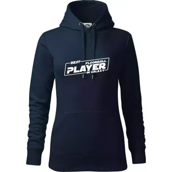 Dámská mikina Best floorball player in galaxy - Mikina dámská Cape s kapucí - XS ( Námořní modrá (velmi tmavá - téměř černá) )