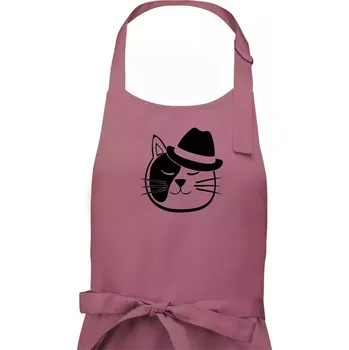 Kuchyňská zástěra Kočka s kloboukem - Pánská zástěra na vaření - Univerzální velikost ( Starorůžová )