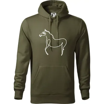 Pánská mikina Kůň kreslený - Mikina pánská Cape s kapucí - 5XL ( Military )
