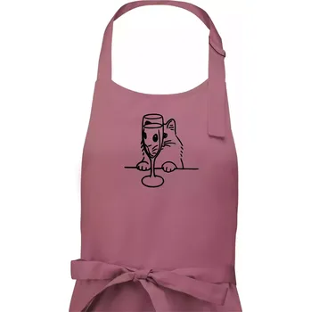 Kuchyňská zástěra Kočka a sklínka - Dámská zástěra na vaření - Univerzální velikost ( Starorůžová )