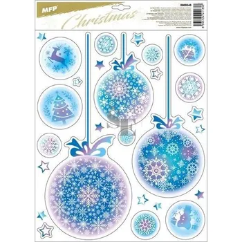 Vánoce Okenní fólie bez lepidla vánoční Glitr 30x42cm VA031 mix