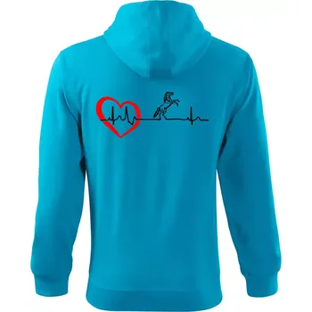 Pánská mikina Moje srdce bije pro koně - Mikina s kapucí na zip trendy zipper - L ( Světlý tyrkys )