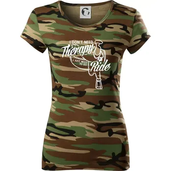 Dámské tričko I don't Therapy Ride - jezdkyně - Dámské maskáčové triko - 2XL ( Hnědý maskáč )
