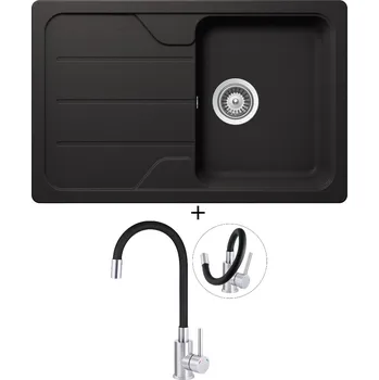 Granitový dřez SET Teka SIMPLA 45 S-TG 1B 1D nero + Deante NEO LUNO BOC B720 nerez