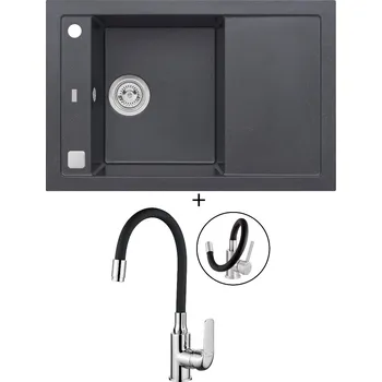 Granitový dřez Granitový dřez SET Alveus FORMIC 30 black 91 + Kuchinox ELZA BKE 761 chrom/černá