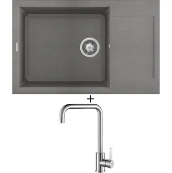 Granitový dřez Granitový dřez SET Elleci EASY 310 G48 cemento + Laveo BONA BAB 265D nerez