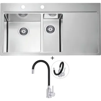 Nerezový dřez Nerezový dřez SET Alveus PURE 60 nerez odkap vpravo + Deante NEO LUNO BOC B720 nerez
