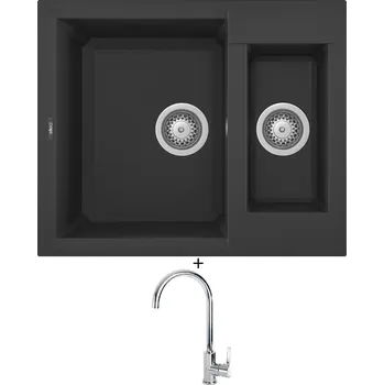 Granitový dřez Granitový dřez SET Elleci EASY 150 G40 full black + Elleci C01 CADDY chrom