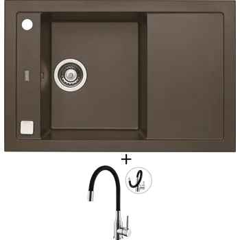 Granitový dřez Granitový dřez SET Alveus FORMIC 30 chocolate 03 + Alveus MINTAS chrom/černá