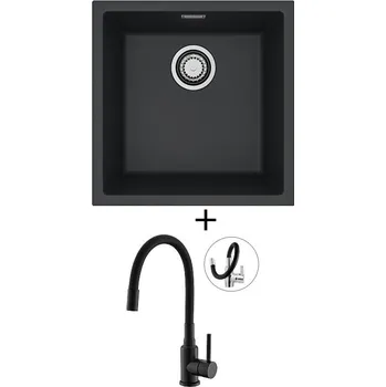 Granitový dřez Dřez pod desku SET Alveus OMNI 20 černá matná + Alveus MINTAS černá matná