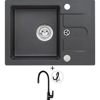 Granitový dřez Granitový dřez SET Alveus CORTINA 10 black 91 + Kuchinox ELZA BKE B61D černá matná