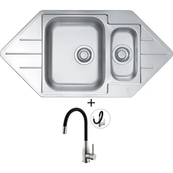 Nerezový dřez Nerezový dřez SET Alveus Line 40 tkaná struktura + Alveus MINTAS nerez/černá