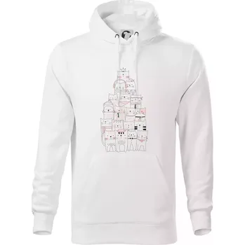 Pánská mikina Pyramida z koček - Mikina pánská Cape s kapucí - 4XL ( Bílá )