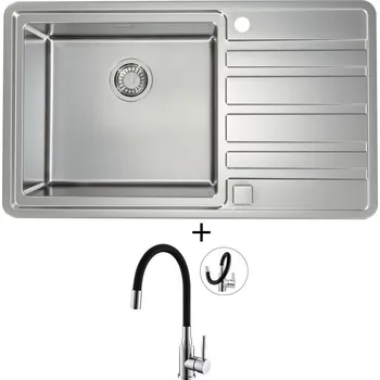 Nerezový dřez Nerezový dřez SET Alveus RANDO 50 nerez odkap vpravo + Alveus MINTAS chrom/černá