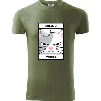 Pánské tričko Miluju Vánoce - Viper FIT - Pánské zůžené tričko - M ( Khaki )