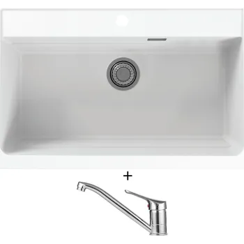 Granitový dřez Granitový dřez SET Alveus ATROX 40 white 11 + Alveus RIVIERA X chrom
