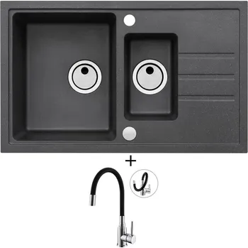 Granitový dřez Granitový dřez SET Alveus INTERMEZZO 70 black 91 + Alveus MINTAS chrom/černá