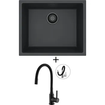 Granitový dřez Dřez pod desku SET Alveus OMNI 30 černá edice + Alveus MINTAS černá matná