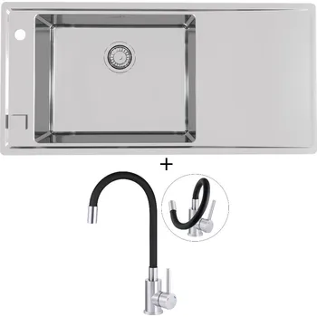 Nerezový dřez Nerezový dřez SET Alveus STRICTO 30 nerez odkap vpravo + Deante NEO LUNO BOC B720 nerez