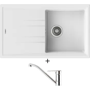 Granitový dřez SET Teka STONE 50 B-TG 1B 1D bílá + Teka ML CR chrom