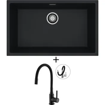 Granitový dřez Dřez pod desku SET Alveus OMNI 40 černá matná + Alveus MINTAS černá matná