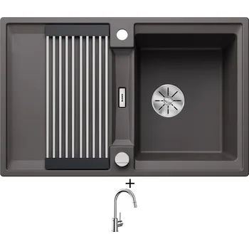 Granitový dřez Granitový dřez SET Blanco ADIRA 45 S šedá skála s excentrem 527587 + Blanco MIDA-S chrom 521454