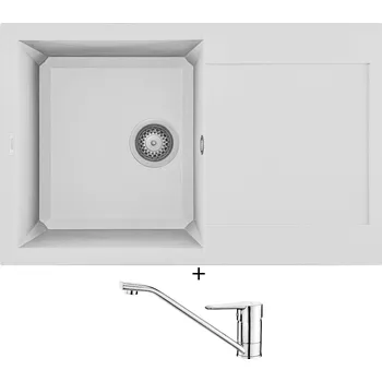 Granitový dřez Granitový dřez SET Elleci EASY 300 G68 bianco titano + Deante CORIO BFC 060M chrom