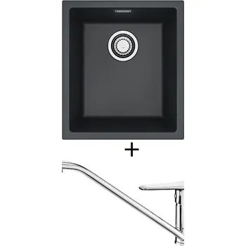 Granitový dřez Dřez pod desku SET Alveus OMNI 10 black 91 + Deante CORIO BFC 060M chrom