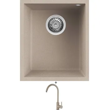 Granitový dřez Dřez pod desku SET Elleci QUADRA 100 UM G51 avena + Elleci C01 CADDY G51 avena