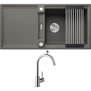 Granitový dřez Granitový dřez SET Blanco ADIRA XL 6 S šedá vulkán s excentrem 527620 + Blanco MIDA chrom 517742