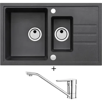 Granitový dřez Granitový dřez SET Alveus INTERMEZZO 70 black 91 + Deante CORIO BFC 060M chrom