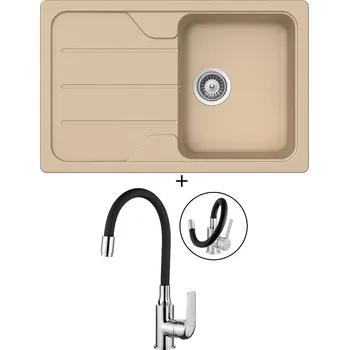 Granitový dřez SET Teka SIMPLA 45 S-TG 1B 1D topaz + Kuchinox ELZA BKE 761 chrom/černá