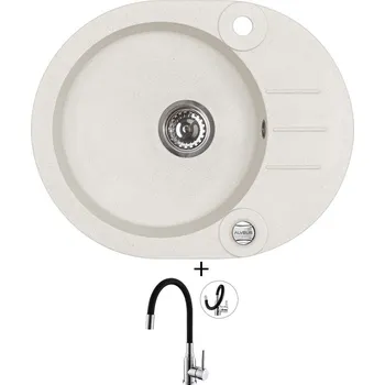 Granitový dřez Granitový dřez SET Alveus ROLL 40 white 11 + Alveus MINTAS chrom/černá