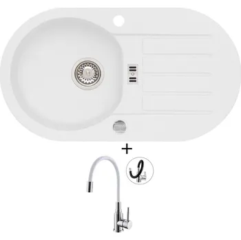 Granitový dřez Granitový dřez SET Alveus NIAGARA 40 white 11 + Alveus MINTAS chrom/bílá
