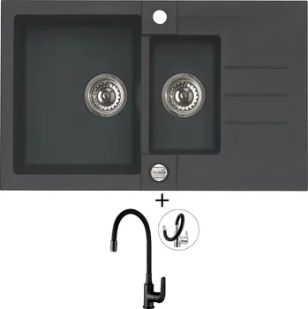 Granitový dřez Granitový dřez SET Alveus ROCK 70 black 91 + Kuchinox ELZA BKE B61D černá matná