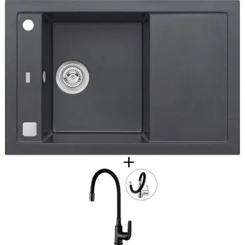 Granitový dřez Granitový dřez SET Alveus FORMIC 30 black 91 + Kuchinox ELZA BKE B61D černá matná