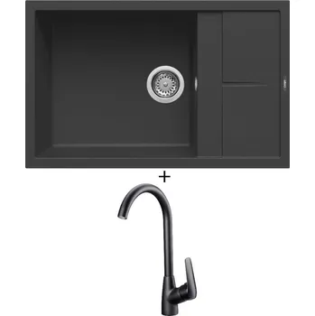 Granitový dřez Granitový dřez SET Elleci UNICO 310 G40 full black + Deante NEO BORO BMO N62M černá matná