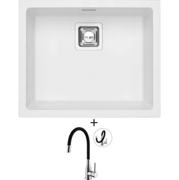 Granitový dřez Granitový dřez SET Alveus QUADRIX 50 white 11 + Alveus MINTAS chrom/černá