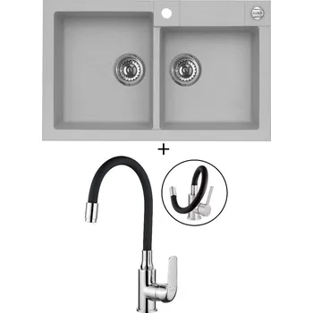 Granitový dřez Granitový dřez SET Alveus ROCK 90 beton 81 + Kuchinox ELZA BKE 761 chrom/černá