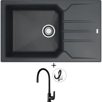 Granitový dřez Granitový dřez SET Alveus RECORD 40 black 91 + Kuchinox ELZA BKE B61D černá matná