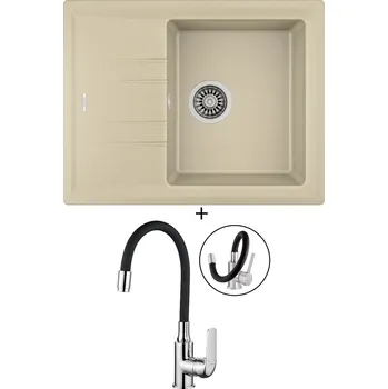 Granitový dřez SET Teka STONE 45 S-TG 1B 1D topaz + Kuchinox ELZA BKE 761 chrom/černá