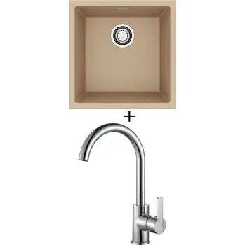 Granitový dřez Dřez pod desku SET Alveus OMNI 20 beige 55 + Alveus TONIA chrom